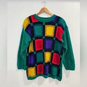 Vintage Chaus Soft Oversized Colorful Square Sweater Size Medium